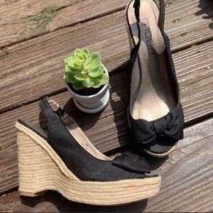 Black Moda Wedges Espadrilles with bows